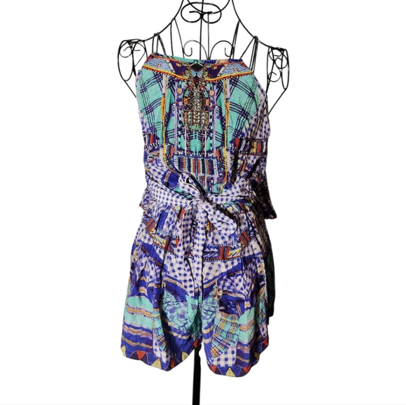 Camilla Divinity Dance Shoestring Playsuit Shorts Romper Blue Size XS Unused - Picture 1 of 13